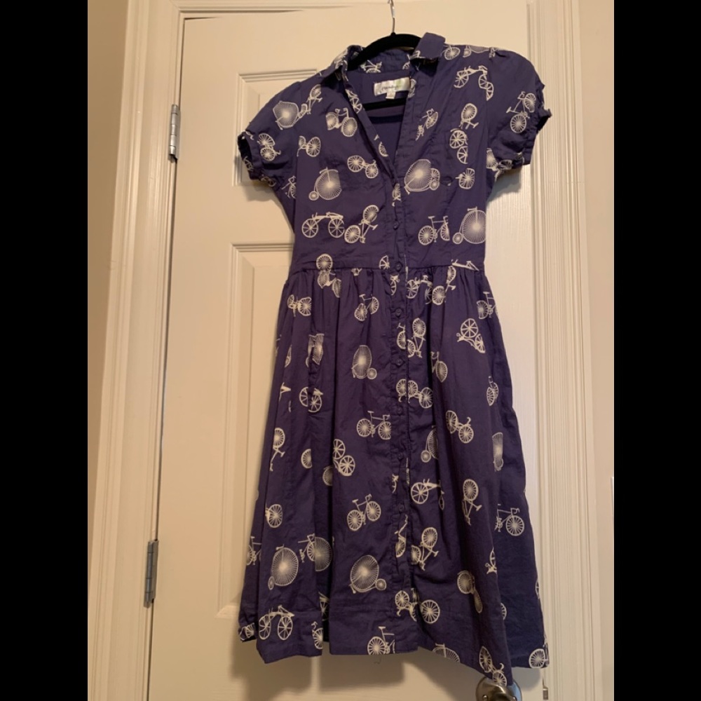 Anthropologie shirtdress- two wheelers